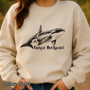 Pacific Northwest Orca Whale Adult Crew Neck Sweatshirt, Gildan 18000 Unisex Adult Sweatshirt