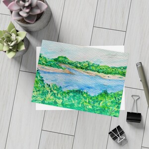 Serene Lake-aquarelkaarten, set van 10 met enveloppen, cadeau-, op de natuur geïnspireerd briefpapier