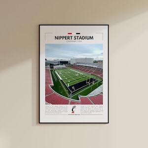Stampa dello stadio Nippert / Poster dei Cincinnati Bearcats / Stampa vintage NFL / Collage di football americano / Arte murale stampabile / Stampa da viaggio