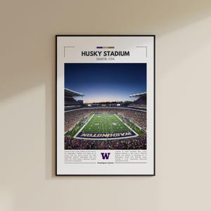 Stampa dello stadio Husky / Poster dei Washington Huskies / Stampa vintage NFL / Collage di football americano / Arte murale stampabile / Stampa da viaggio