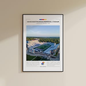 Stampa dello stadio commemorativo David Booth Kansas / Poster dei Kansas Jayhawks / Stampa vintage NFL / Collage di football americano / Arte murale stampabile / Stampa da viaggio