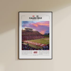 Stampa Cajun Field / Poster Louisiana Ragin' Cajuns / Stampa NFL vintage / Collage di football americano / Arte murale stampabile / Stampa da viaggio