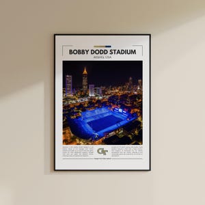 Stampa dello stadio Bobby Dodd / Poster dei Georgia Tech Yellow Jackets / Stampa vintage NFL / Collage di football americano / Arte murale stampabile / Stampa da viaggio