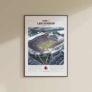 Stampa dello stadio L&N / Poster dei Louisville Cardinals / Stampa vintage NFL / Collage di football americano / Arte murale stampabile / Stampa da viaggio