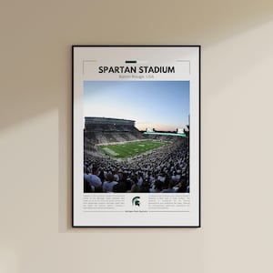 Impresión del Estadio Spartan / Póster de los Spartans de Michigan State / Impresión vintage de la NFL / Collage de fútbol americano / Arte mural imprimible / Impresión de viaje