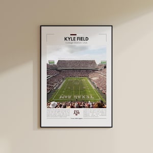 Stampa di Kyle Field / Poster dei Texas A&M Aggies / Stampa vintage NFL / Collage di football americano / Arte murale stampabile / Stampa da viaggio