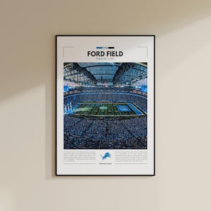 Ford Field | Detroit Lions Poster | Vintage NFL Print | Collage Football | Christmas Gift