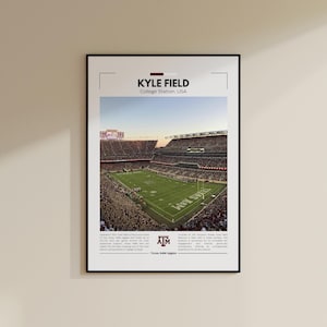 Stampa di Kyle Field / Poster dei Texas A&M Aggies / Stampa vintage NFL / Collage di football americano / Arte murale stampabile / Stampa da viaggio
