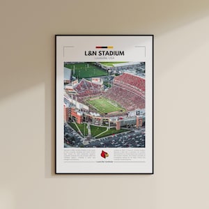 Stampa dello stadio L&N / Poster dei Louisville Cardinals / Stampa vintage NFL / Collage di football americano / Arte murale stampabile / Stampa da viaggio