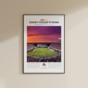 Stampa dello stadio Dowdy-Ficklen / Poster dei pirati della Carolina orientale / Stampa vintage NFL / Collage di football americano / Arte murale stampabile / Stampa da viaggio