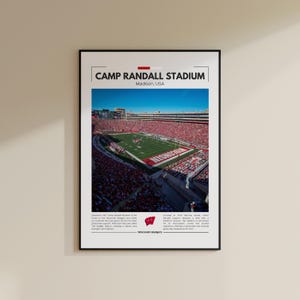 Stampa dello stadio Camp Randall / Poster dei Wisconsin Badgers / Stampa vintage NFL / Collage di football americano / Arte murale stampabile / Stampa da viaggio