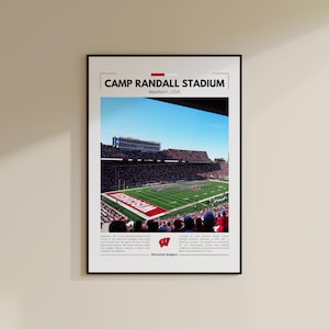 Stampa dello stadio Camp Randall / Poster dei Wisconsin Badgers / Stampa vintage NFL / Collage di football americano / Arte murale stampabile / Stampa da viaggio