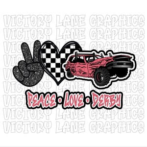 Peace Love Derby - roze - digitale downloads - sloopderby PNG - Derby Power Wheel