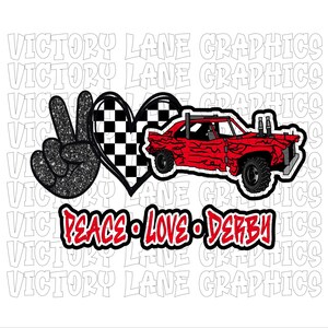 Peace Love Derby - rood - digitale downloads - sloopderby PNG - Derby Power Wheel