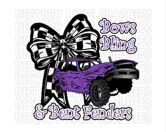 Bows Bling and Bent Fenders - Purple - Digital Downloads - Demolition Derby PNG