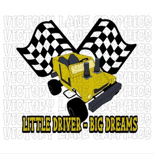 Little Driver Big Dreams - geel - digitale downloads - sloopderby PNG - Derby Power Wheel