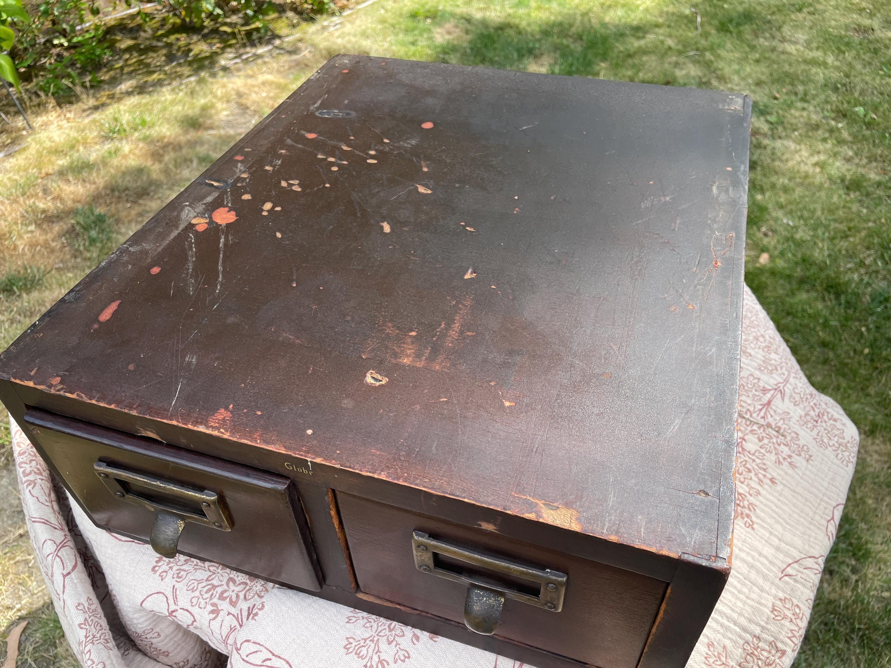 Globe Wernicke Vintage Wooden Double Card File Catalog/drawers Etsy