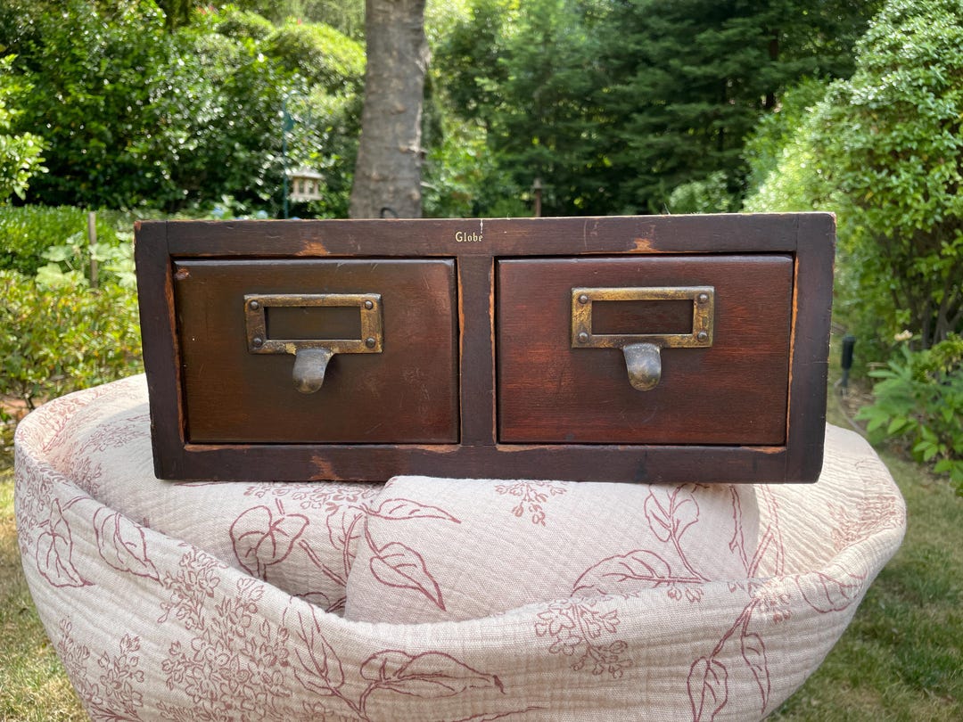 Globe Wernicke Vintage Wooden Double Card File Catalog/drawers Etsy