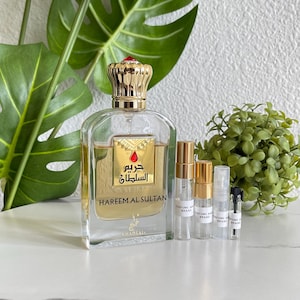 Hareem Al Sultan Perfume Sample Khadlaj | Middle Eastern Perfume Arab Samples | Glass Spray Atomizer 1ml, 2ml, 3ml, 5ml | travel size