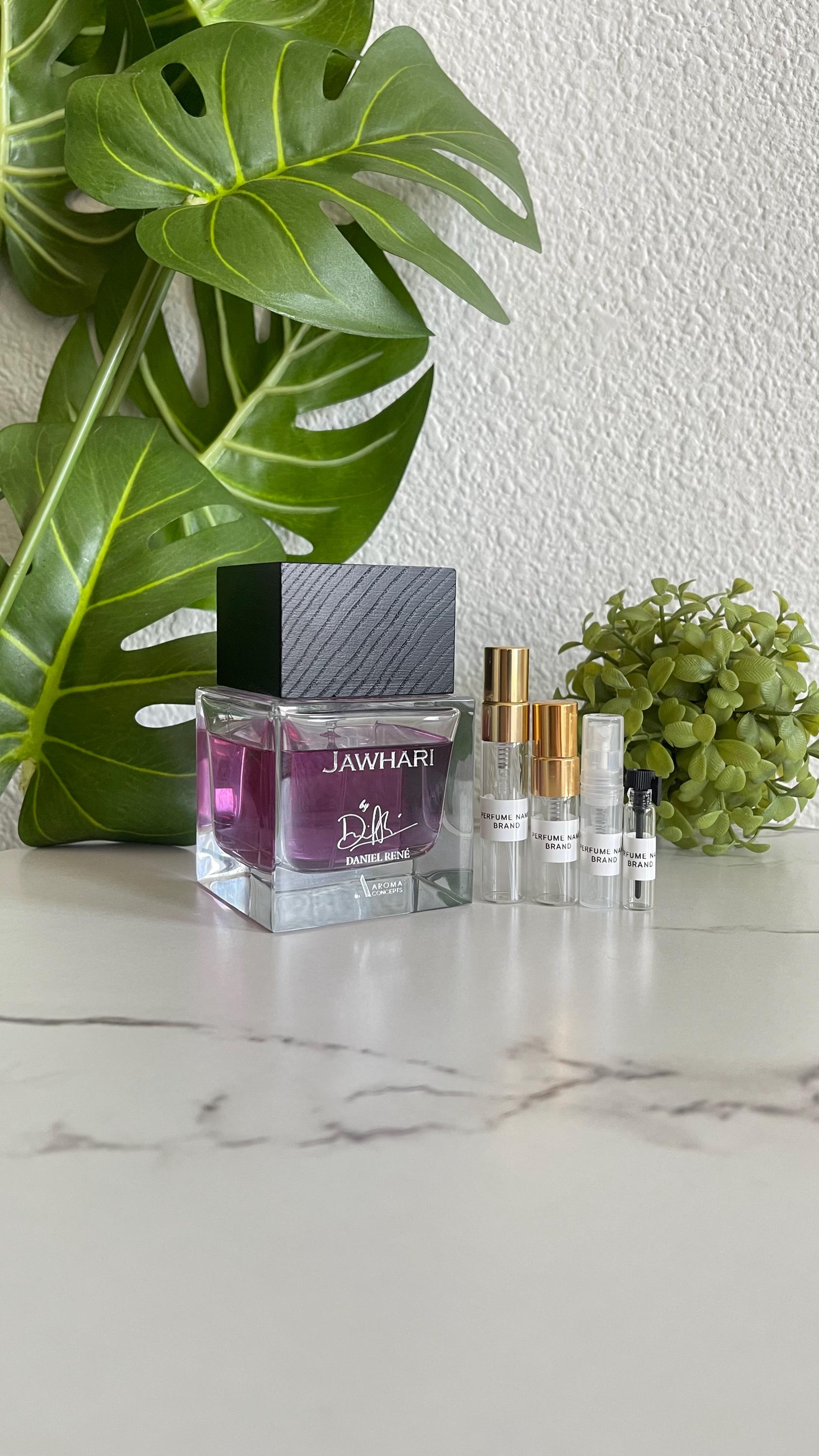 Jawhari Daniel Rene Perfume Sample Aroma Concepts | Middle Eastern Perfume Arab Samples | Glass Spray Atomizer 1ml, 2ml, 3ml, 5ml | travel