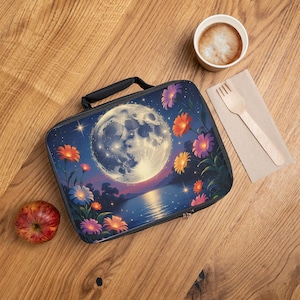 Moonlit Floral Lunch Bag - Inspiring Adventure, Perfect for Picnics, Work, Travel, or School