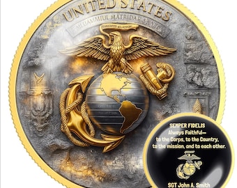 アメリカ海兵隊チャレンジ アメリカ海兵隊創立250周年記念チャレンジコイン（箱付き） - Etsy 日本