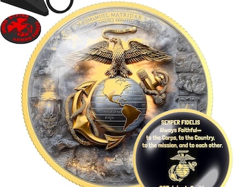 925 Silber Anker Anker | Marine Corps Münze | Herausforderung Münze | veteran Geschenk | Semper Fi | USMC Geschenk