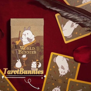 World of Bunnies tarotdeck met zakje, schattige konijntjestarotkaarten van Carota, Rider-Waite-stijl, klaar voor verzending