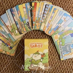 JiuYuJiang Tarot Deck, Niedliches Katzen Tarot, Rider Warte Stil, 78 Karten, Kawaii Tarot für Anfänger, Geschenk für Katzenliebhaber, Witchy Deck, Geschenk für Sie