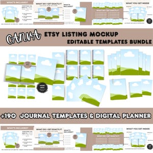 190 Etsy Listing Mockup Canva Editable Templates Bundle | E-Books, Guides, Journals, Planners | Upstrider
