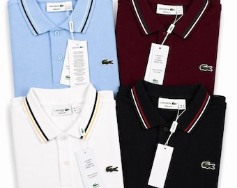 Lacoste Men’s Short Sleeve Polo Shirt Tipped Collar Premium Cotton