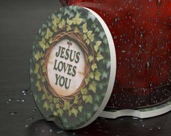 Posavasos de esteatita para coche, Jesús te ama, regalo inspirador