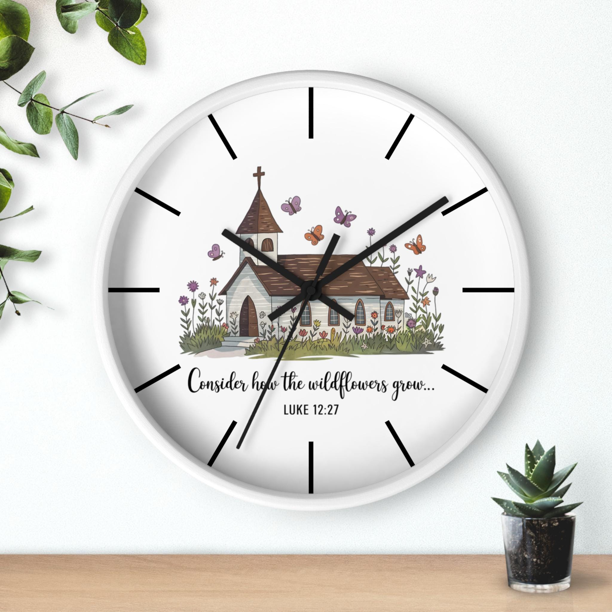 Rustic Church Wall Clock: Inspirational Bible Verse Home Decor - Etsy