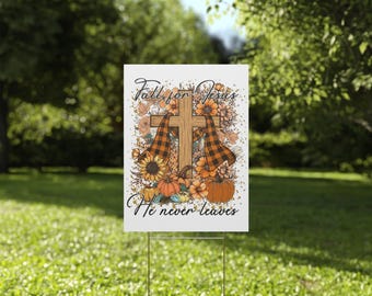 Letrero de jardín "Enamórate de Jesús": Decoración cristiana otoñal