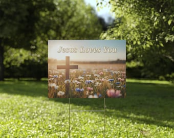 Letrero de plástico para jardín "Jesús te ama"