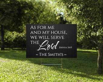 Letrero personalizado para el jardín con el nombre de la familia Josué 24:15