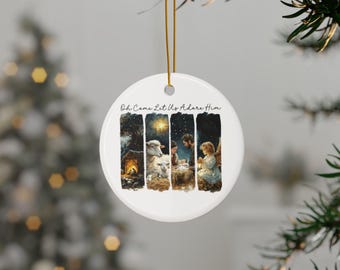 Adorno navideño de cerámica: Decoración religiosa de la Natividad