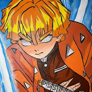 Pintura acrílica original sobre cartón de Demon Slayer