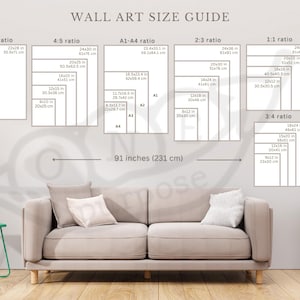 Set of 3 - Vertical Art Size Guide-  Wall Art Size Guide and Customer guide -DIGITAL DOWNLOAD ,  Frame Size Guide, Poster Size Chart