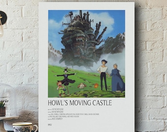 Póster de El castillo ambulante, lámina de arte mural de Studio Ghibli, regalo para fans de películas de anime, decoración de fantasía de Hayao Miyazaki, póster de películas japonesas clásicas