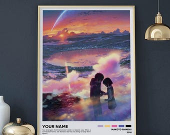 Your Name Anime Movie Poster Canvas, Kimi No Na Wa Art Print For Fans, Makoto Shinkai Film Wall Art Decor, Romantic Couple Anime Gift