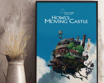 Howl's Moving Castle Poster Or Canvas, Studio Ghibli Wall Art Print, Anime Movie Decor, Japanese Fantasy Film Gift For Anime Fans