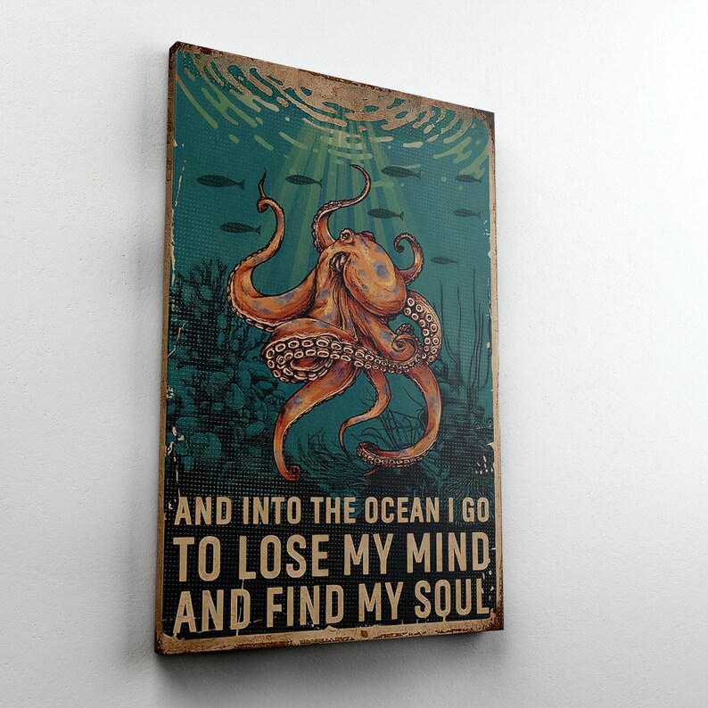 Ocean Octopus Quote Print, Ocean Wall Art, Nautical Decor, Marine Life ...