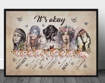 Póster inspirador de mujer, arte mural con cita motivacional, regalo de amor propio para mujeres, decoración para concienciar sobre la salud mental, empoderamiento femenino