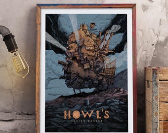Howl's Moving Castle Poster Or Canvas, Studio Ghibli Anime Print, Fantasy Movie Wall Art, Ghibli Fans Moving Castle Decor Print