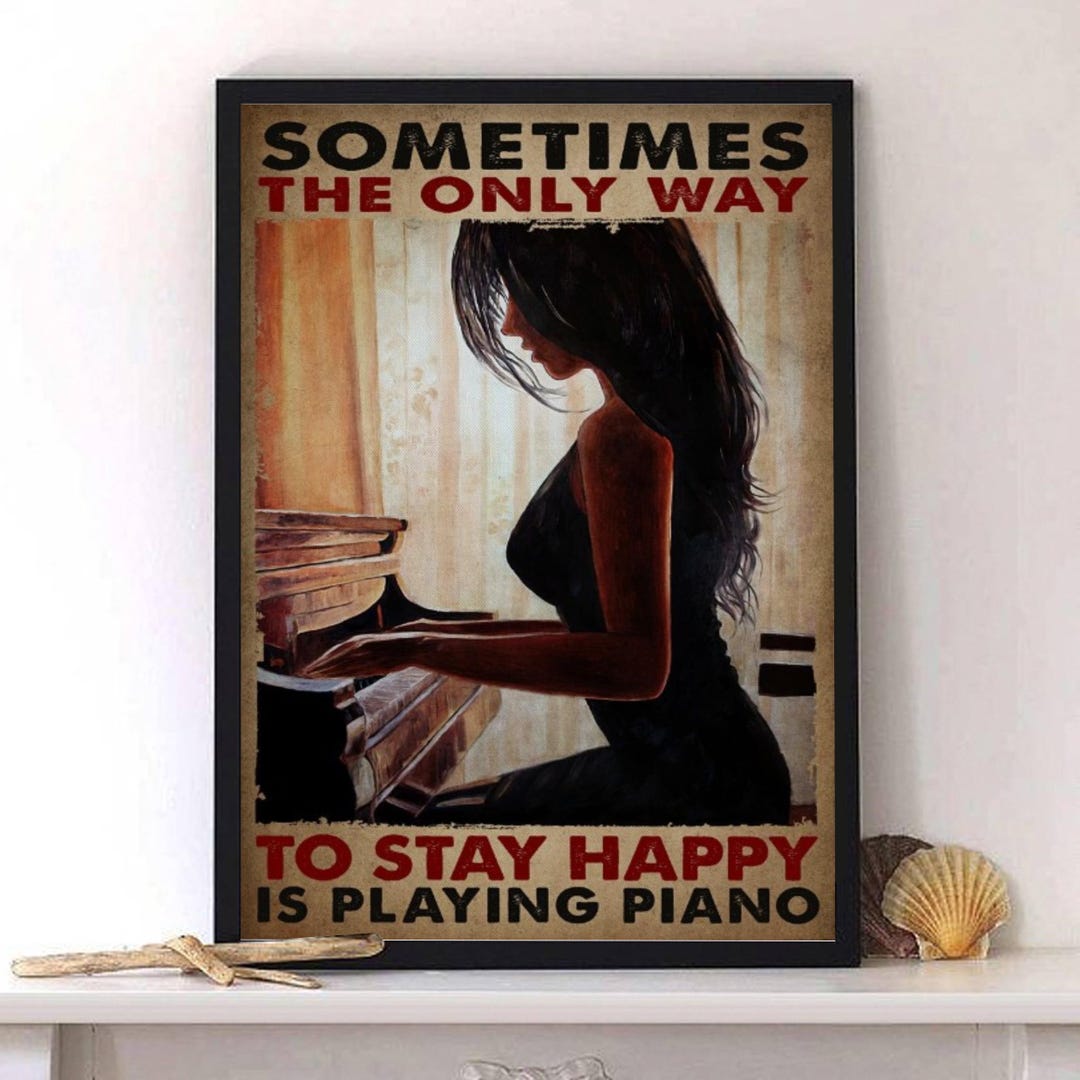 Vintage Piano Player Poster for Music Room Decor, Pianist Gift Wall Art ...