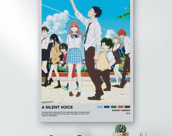 A Silent Voice Anime Group Poster Canvas, Shoya Ishida Shoko Print, Koe No Katachi Wall Art, Anime Friends Hobby Decor, Otaku Fan Room Sign