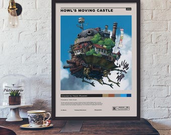 Howl's Moving Castle Movie Poster Print, Studio Ghibli Anime Wall Art Decor, Miyazaki Fan Gift Idea Poster, Fantasy Film Lover Collectible