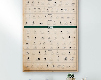 Iyengar Yoga Poses Chart Poster, Gift For Yoga Teacher Wall Art, Yogi Hobby Art Print, Asanas Sequence Chart, Meditation Room Decor Poster.