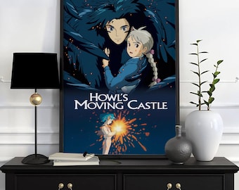 Howl's Moving Castle Poster Or Canvas For Anime Fans, Studio Ghibli Wall Art Print, Sophie Howl Japan Animation Decor, Ghibli Fan Gift